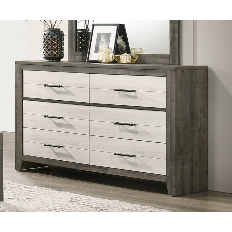 Commode Bedrooom à finition bicolore et poignée en métal, commode décorative