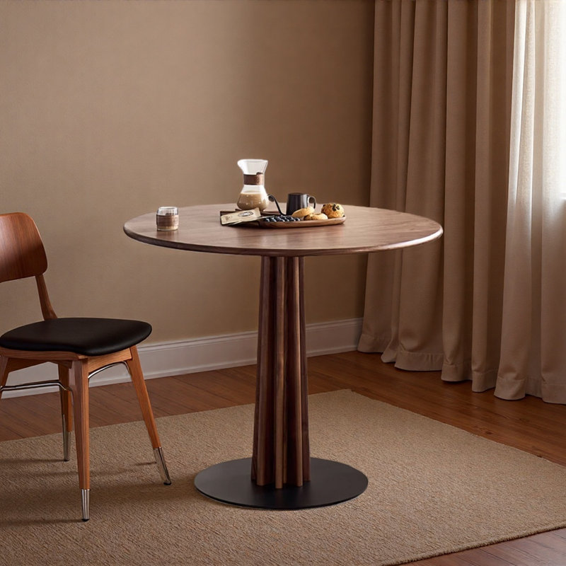 Table en bois de noyer américain haut de gamme de style américain, H 29,52 po x L 39,37 po x l 39,37 po