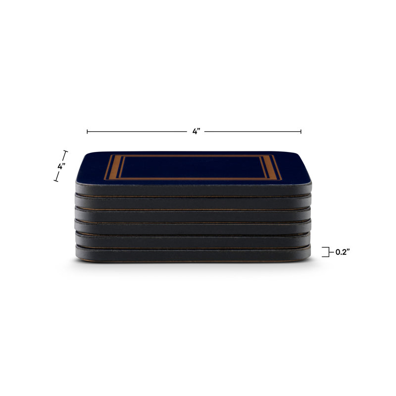 Pimpernel Classic Coasters 4"X 4", Midnight Blue