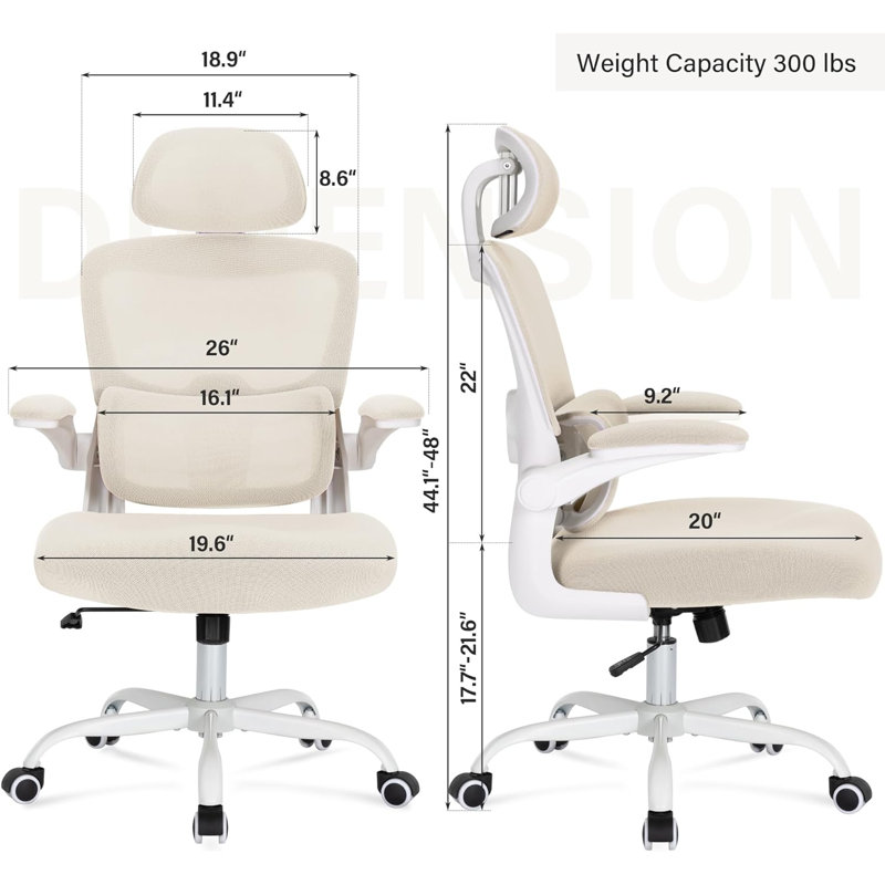 Chaise de bureau Devli, Beige, White