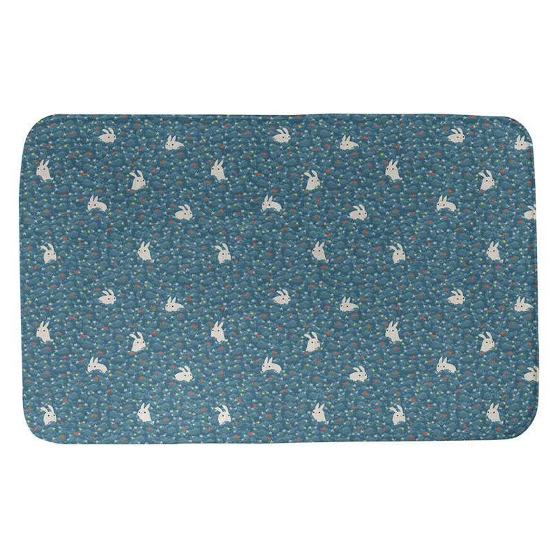 Tapis de bain lapin lapin Leffel, l 17 po x L 24 po, Bleu