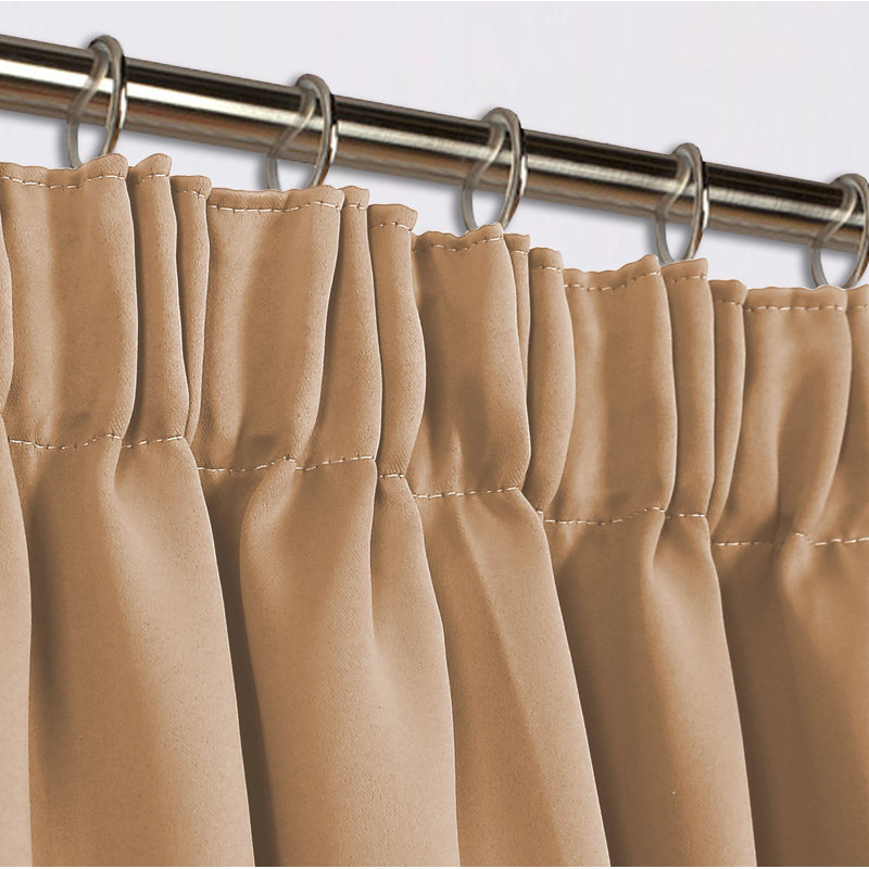 Pencil Pleat Blackout Thermal Panel Curtains , Beige, 117cm Width x 137cm Drop