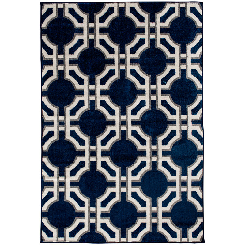 Tapis bleu intérieur / extérieur Bilbania, Rectangle 7 pi 10 po x 9 pi 10 po