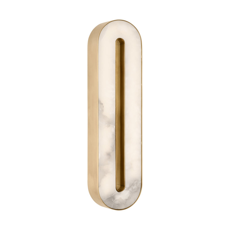 Wyllis LED Flush Mounted Sconce, 18" H x 2.6" W x 4.7" D, Hand Rubbed Antique Brass