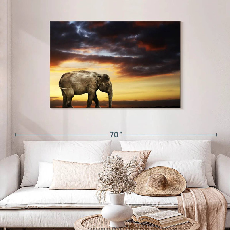 Elephant At Dusk, 30" H x 45" W