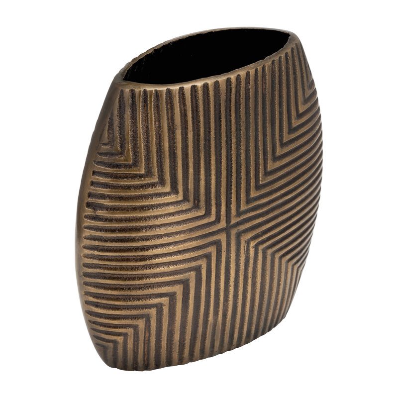 Rochella Modern Aluminum Metal Decorative Vase with Geometric Textured Design - Contemporary Accent for Elegant Decor