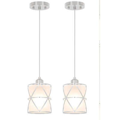 Pendant Lights for Kitchen Island, Pendant Lights Kitchen Island with Frosted Glass Shade, Adjustable Modern Hanging Lights, 2 Pack, (Brushed Nickel)