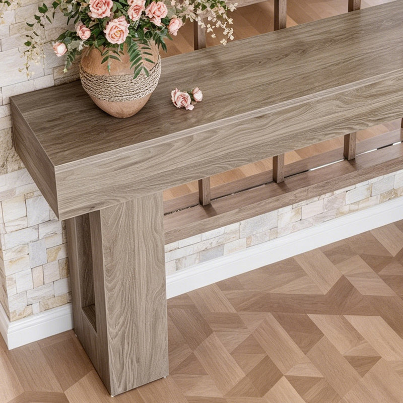 Console simple de style campagne américaine, 31.5" H x 55.1" W x 13.8" D, Gray, Gray, Gray