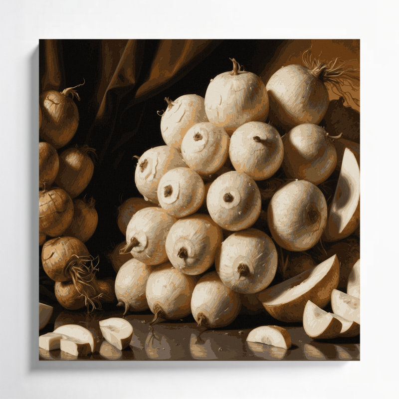 Art mural sur toile légumes jicama brun, H 12 po x l 12 po