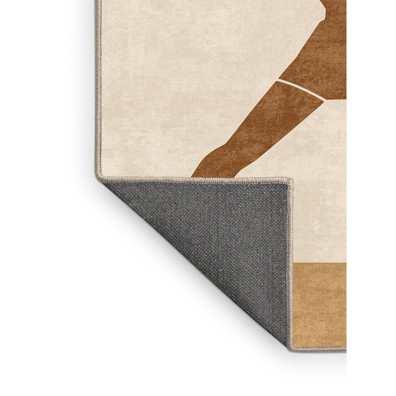 Tapis beige moelleux et moelleux à motif de discus antique Ellinor, 4 x 6