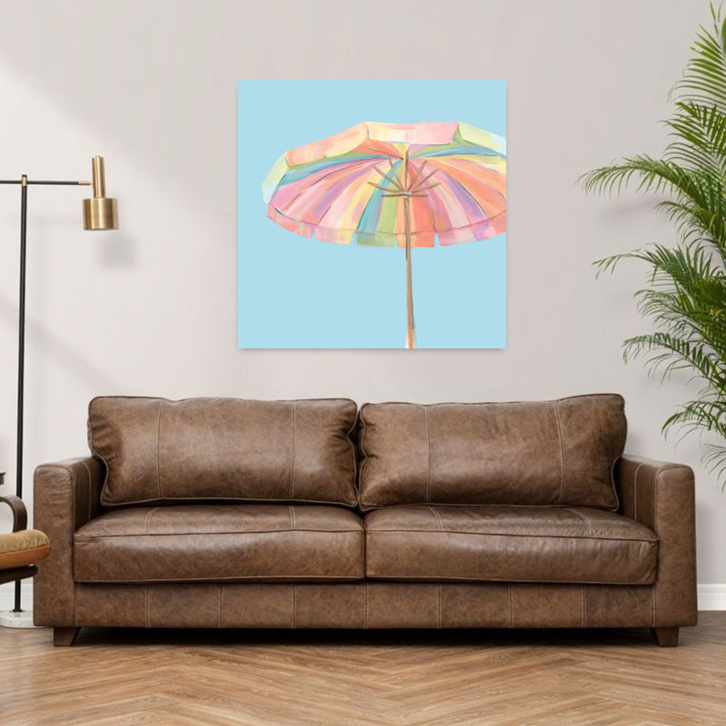 Art mural coloré de parasol de plage coloré contre le ciel, H 36 po x l 36 po