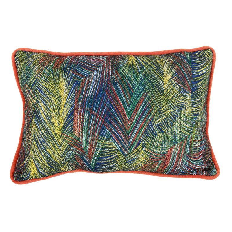 Coussin décoratif en tissu multicolore à motif d'art abstrait 20 x 14 pouces Benzara