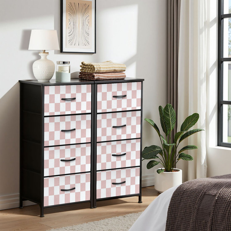 4 Drawer Dresser for Bedroom, Narrow Chest of Drawers, Wooden Top and Study Iron Frame 18"x37.5"-(WxH)