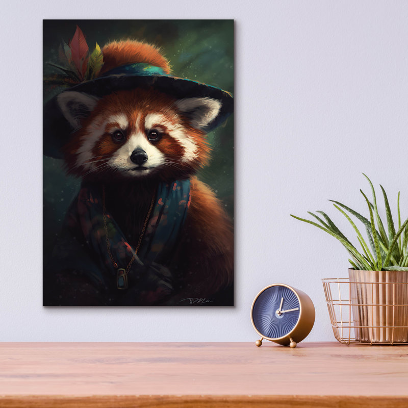 Art mural en verre Gypsy Red Panda par Momart, H 16 po x l 12 po x P 0,13 po