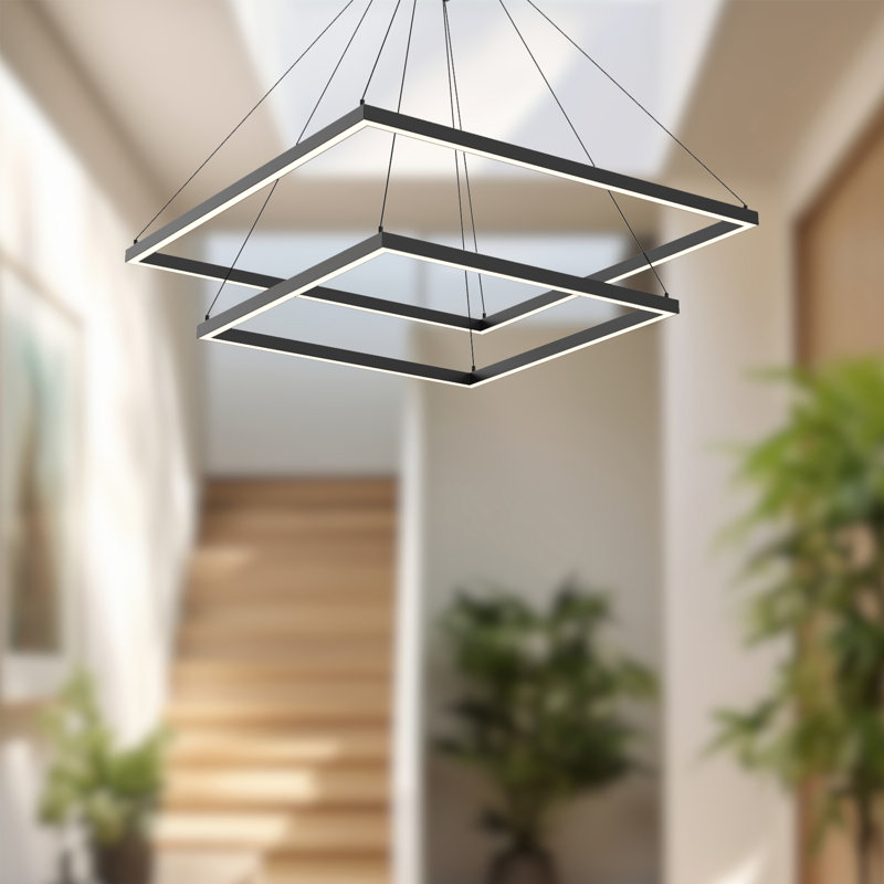 Piazza LED Chandelier, Black, 2, 1.375" H x 31.5" W x 31.5" D