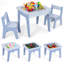 Table en bois pour enfants 4 en 1 et 2 chaises avec tiroirs de rangement et 2 plateaux de table amovibles, compatibles avec les briques Lego et Duplo