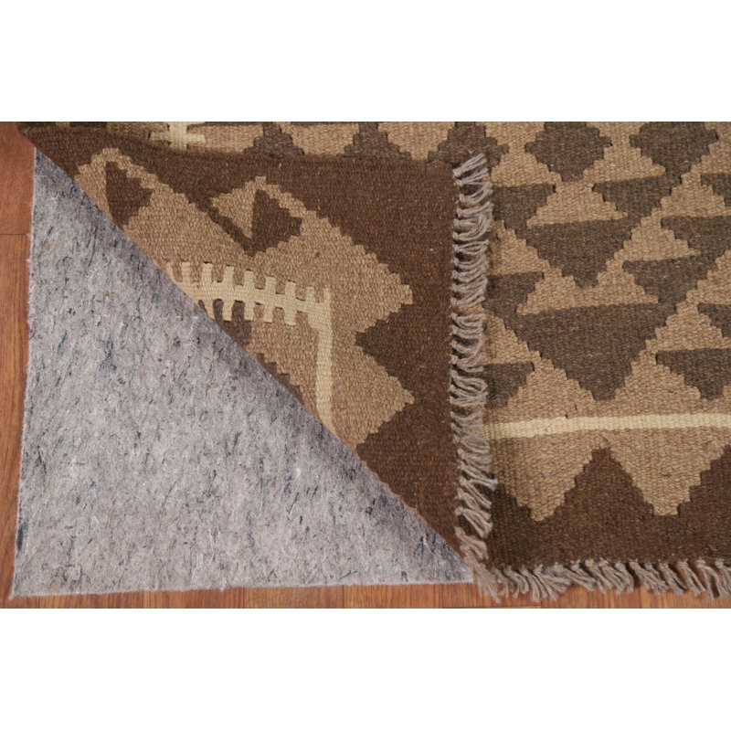 Brown Kilim Reversible Wool Area Rug 4x7