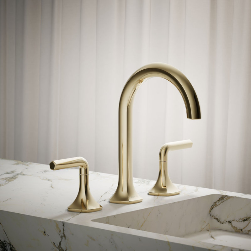 Occasion Lever Bathroom Sink Faucet Handles, 3.56" H x 16" W, Vibrant Brushed Moderne Brass