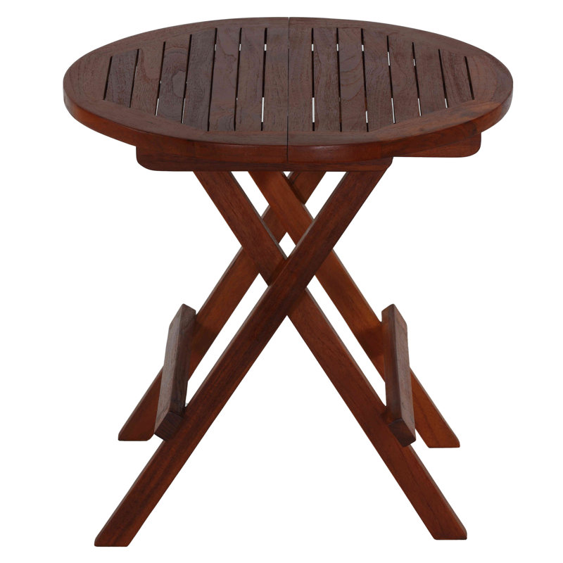 Magdy Round Teak Folding Outdoor Side Table , 19.75'' in. W 19.75'' in. D