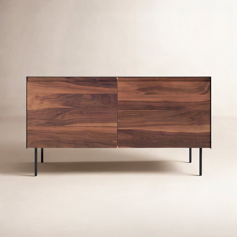 Clad 46 in. W Credenza, Oblivion/Walnut