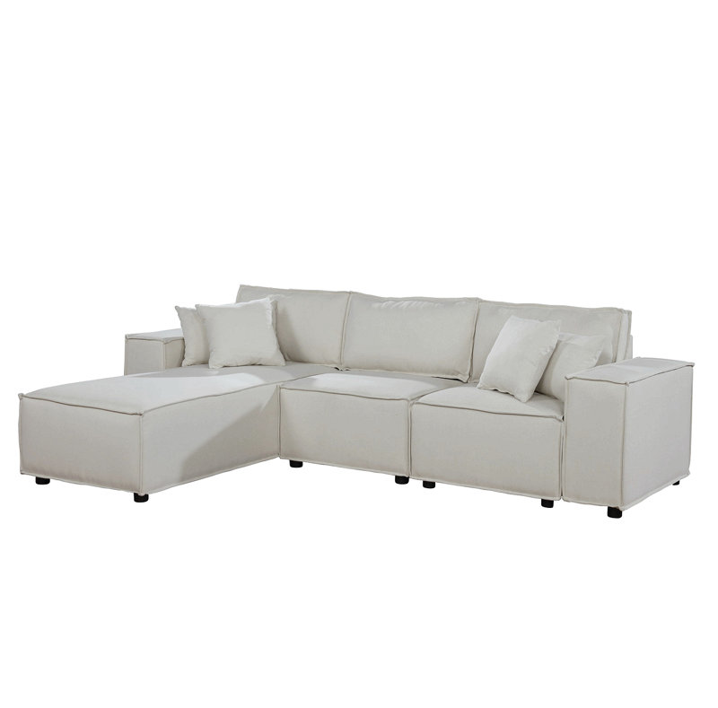 Canapé réversible en lin beige Harvey