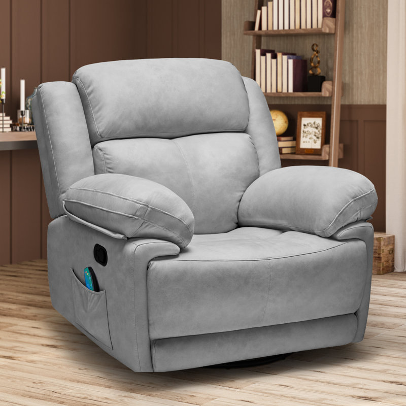 Upholstered Massage Chair, Light Gray Fabric