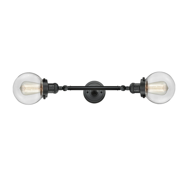 Éclairage pour salle de bain 2 lumières Funkhouse Vintage, Transparent, Noir mat, Incandescent