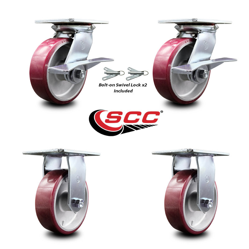 4 Piece Polyurethane on Aluminum Caster Set