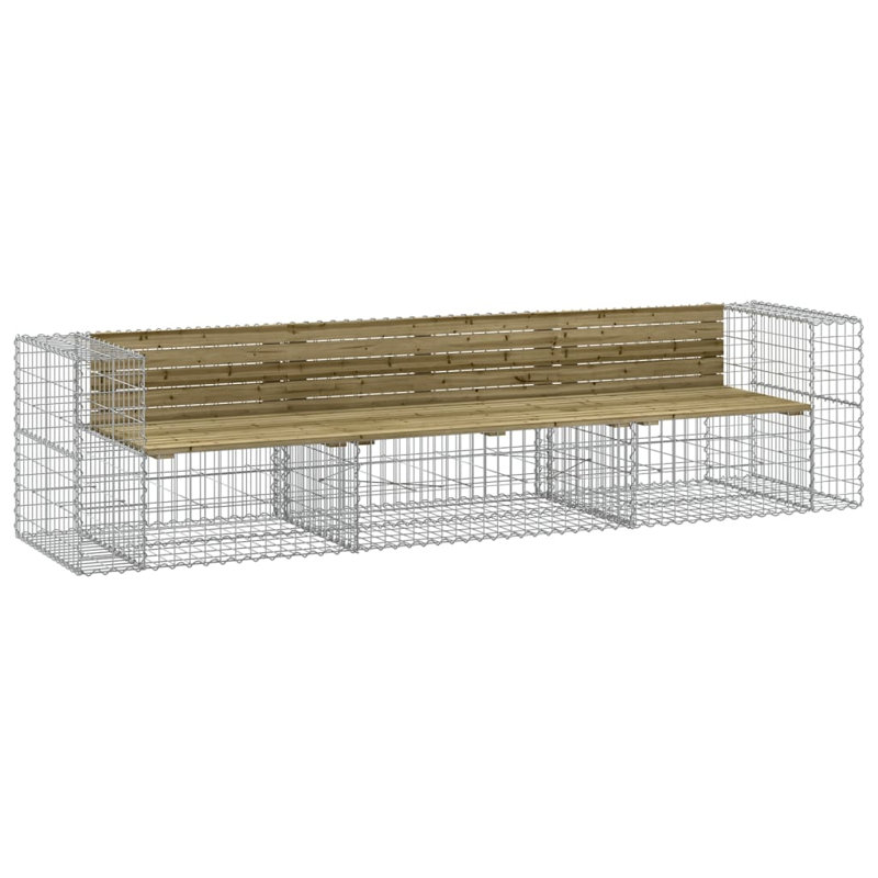 Braeson Steel Outdoor Bench, Impregnated Wood Pine, 65.5 cm H x 184 cm W x 71 cm D