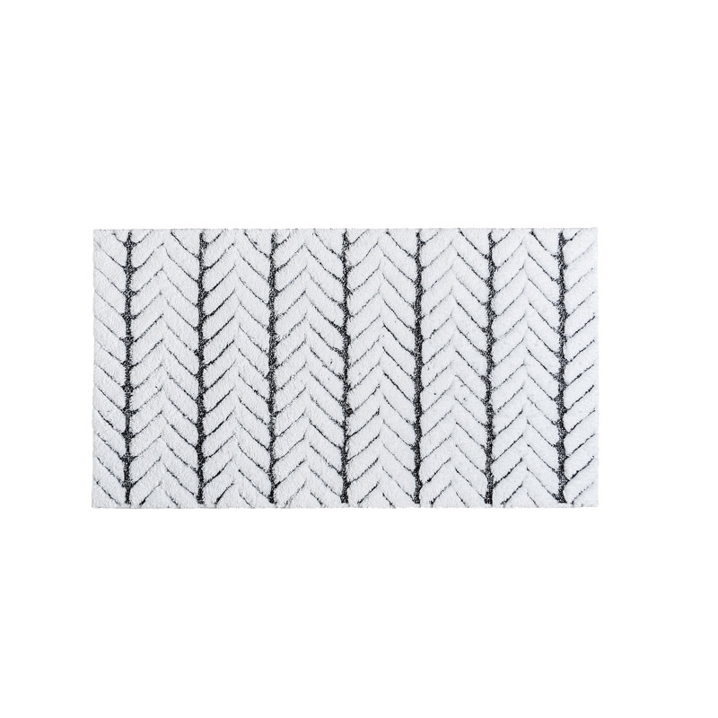 Herron Geometric Bath Rug, 24" W x 39" L, White