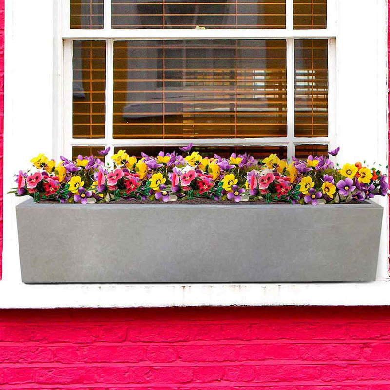 Window Box Planter, Grey, 17.5cm H x 80cm W x 17cm D
