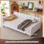 Canapé-lit simple rembourré beige - Tissu en lin, structure en bois et aucun sommier nécessaire-1529029252
