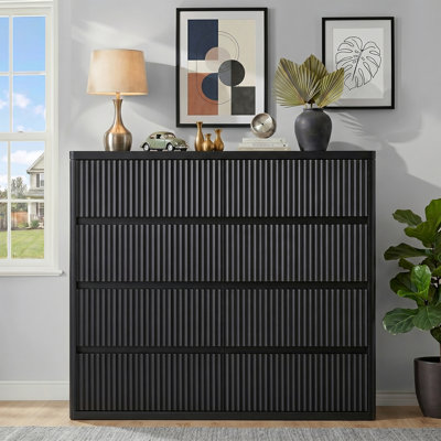 black ribbed dresser Jasper Dresser Mid-Century Fluted Black