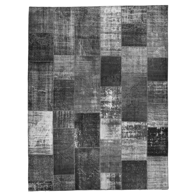 Tapis noir / gris en laine noué à la main