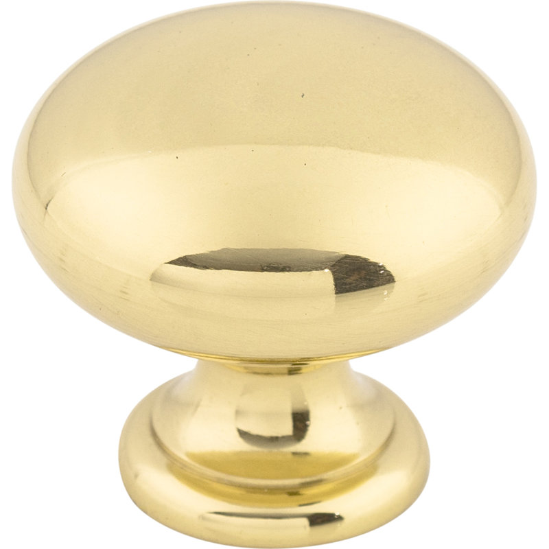 Mushroom 1 1/4" Diameter Round Knob, Polished Brass