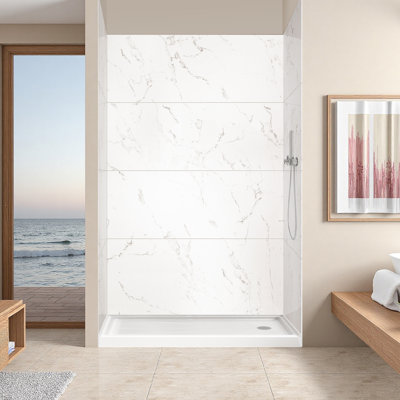 36" W x 96" H 12-Piece Acrylic Shower & Tub Wall Panel, Quick Install & Cuttable, 1/8" (2.8mm) Thickened