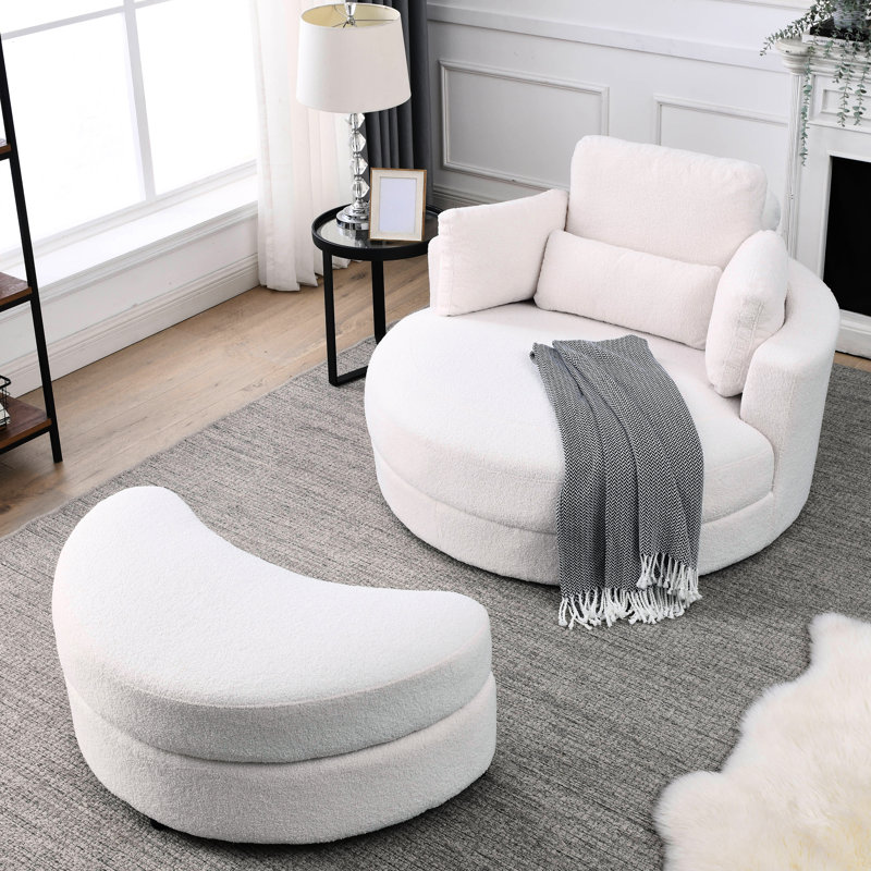 Comfy Swivel Chair With Storage In Coloured Fabric Linen Look