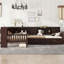 Lit plateforme en L avec lit gigogne, tiroirs de rangement et tablettes-1176087902