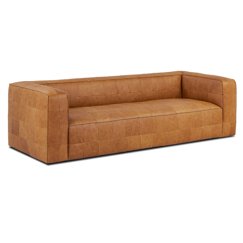 Canapé en cuir véritable brun clair 95 po Southall