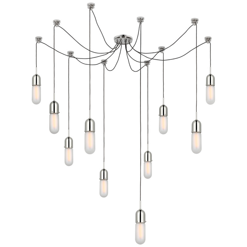 Junio 10 - Light Chandelier, Frosted, Polished Nickel