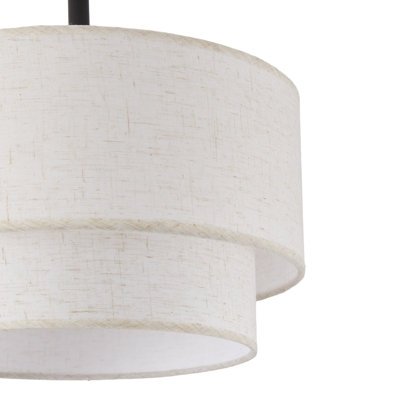 3-Light Semi-Flush Mount Ceiling Light with 2-Layer Fabric Shade