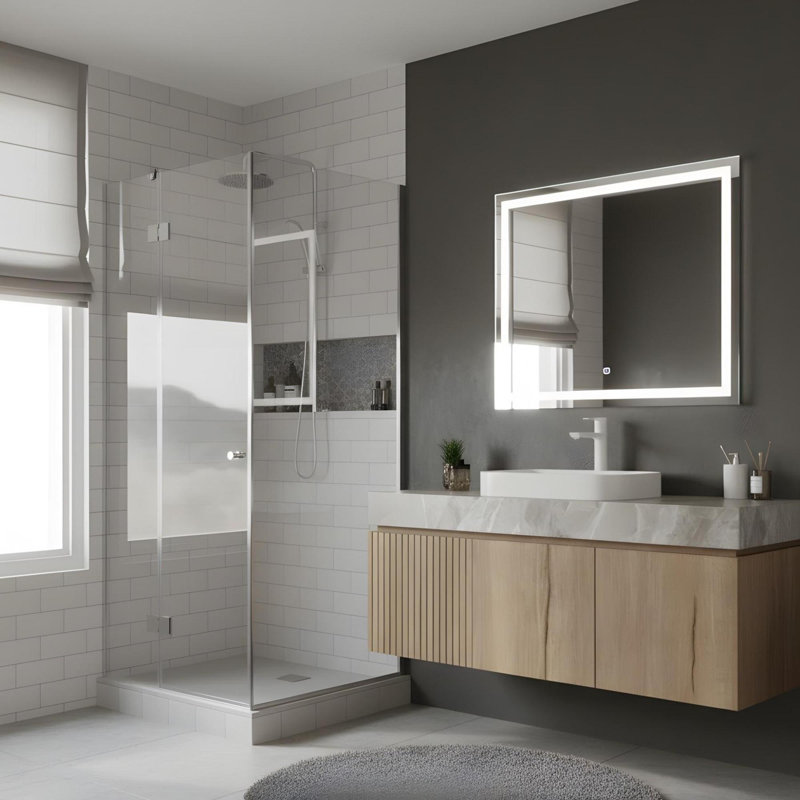 Meuble-lavabo mural 48 po avec lavabo, Gris clair, Gris clair