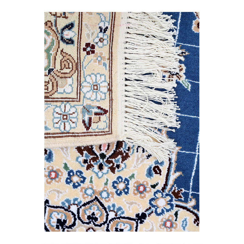Tapis bleu clair clair noué à la main 2 pi 3 po x 3 pi