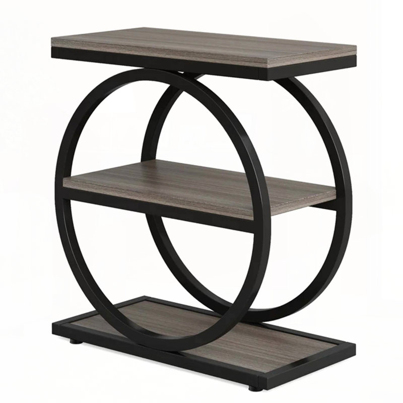 3-Tier Industrial Sofa Side Table with Slim Profile