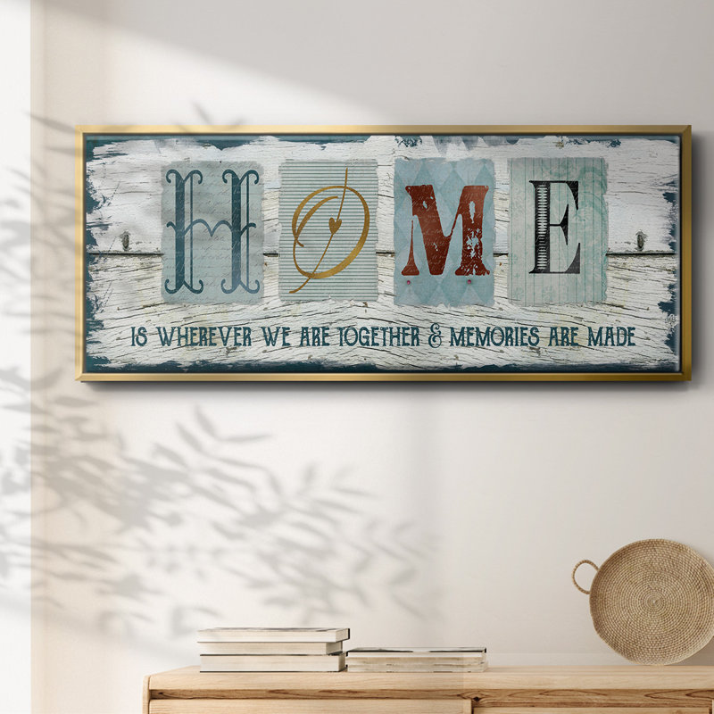 Home Wherever We- Framed Canvas, 12" H x 30" W