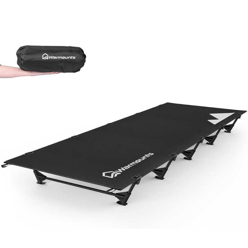 Lit de camp ultraléger compact, lit de camp pliable avec sac de rangement pour l'extérieur, Noir