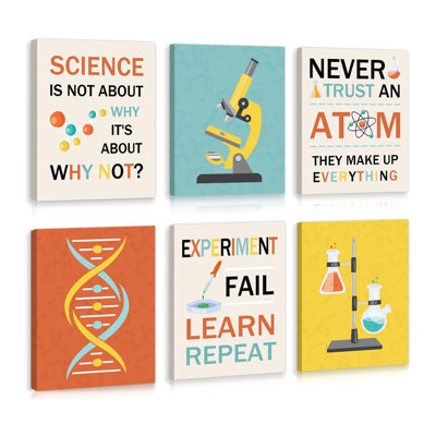 Science Wall Art,Inspirational Science Quotes Canvas,Fun Experiment Room Decor,Chemistry Wall Decoration,Motivational Explore Paintings For Classroom,Playroom,Middle High School