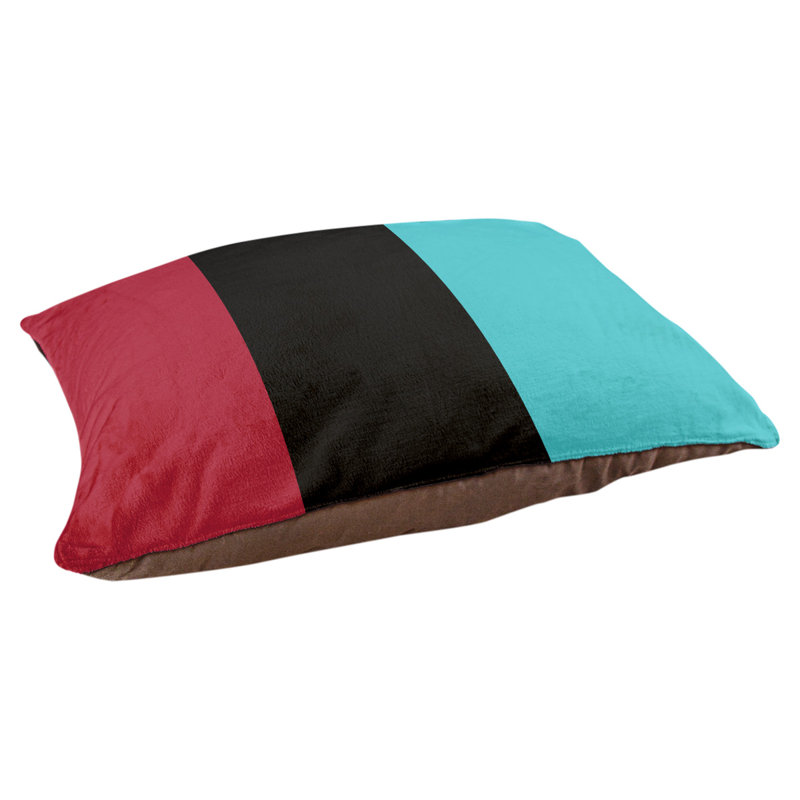 Coussin Arizona, Grand (l 40 po x P 30 po x H 14 po), Rouge Sedona / noir / bleu sarcelle