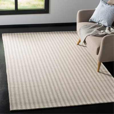 Tapis gris en viscose / laine crocheté à la main Cherif Wilton