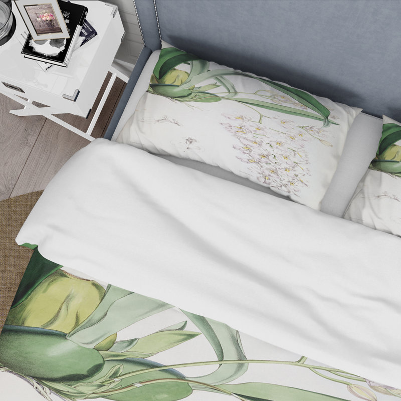 Vintage White Orchid II - ensemble de housse de couette traditionnel - microfibre de polyester
